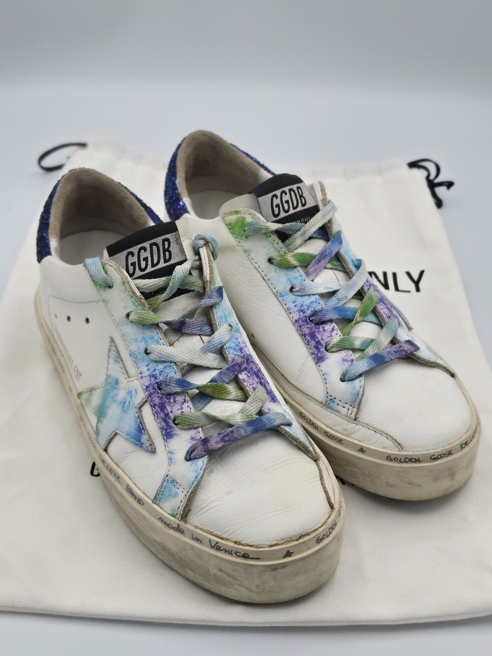Golden Goose Hi Star Private Edit EU 36 US 6 Blue Glitter Leather Sneakers - Picture 4 of 10